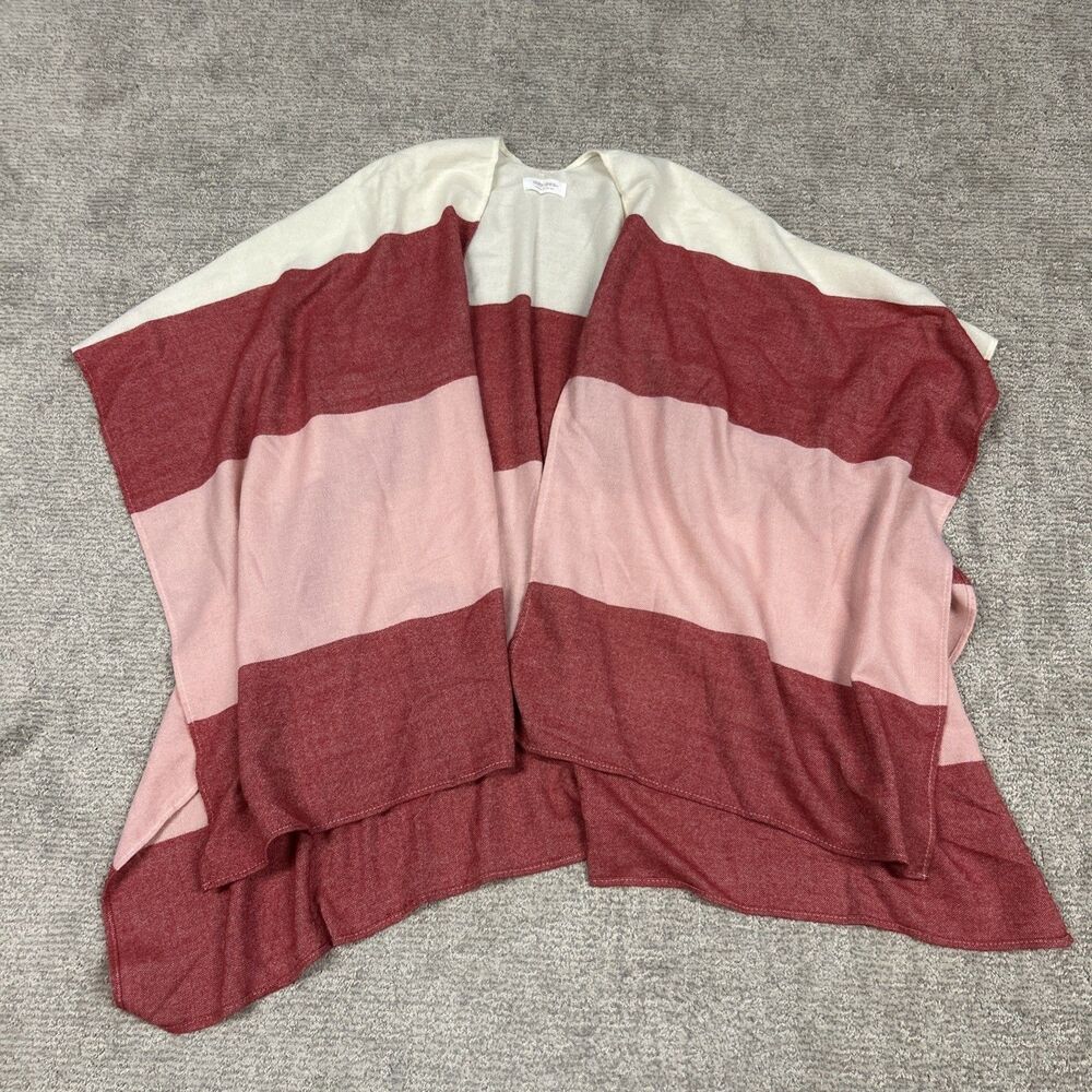 Mersea Shawl Womens Pink Cream Colorblock Wrap Poncho One Size Open Front Bag